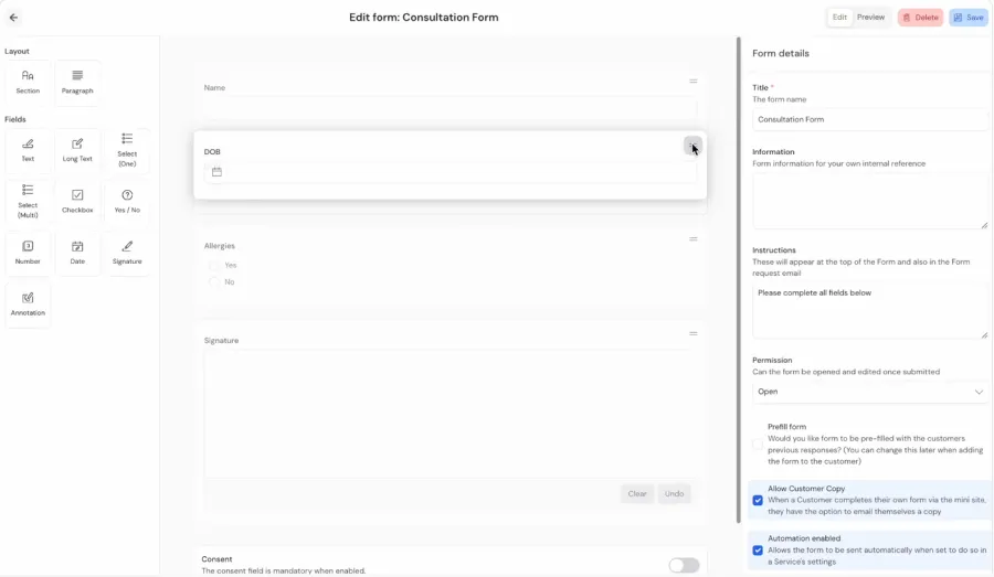 Ovatu drag and drop form builder