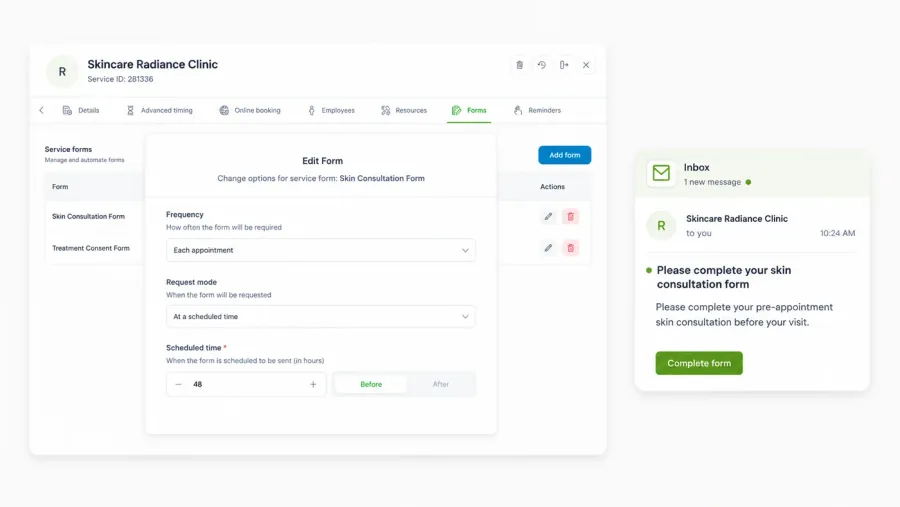 Scheduling an automated customer form
